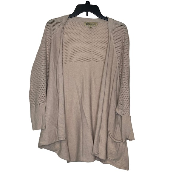 Democracy Women's Sweater Open Front Mesh Cardigan‎ Dolman Sleeve  Tan Sz. XL - Picture 1 of 11